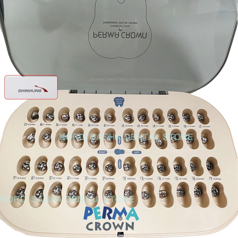 

48Pcs(2Set)/Box Dental Kids Preformed Metal Crown Temporary Crowns Primary Molar Crowns Stainless Steel Tooth Protection