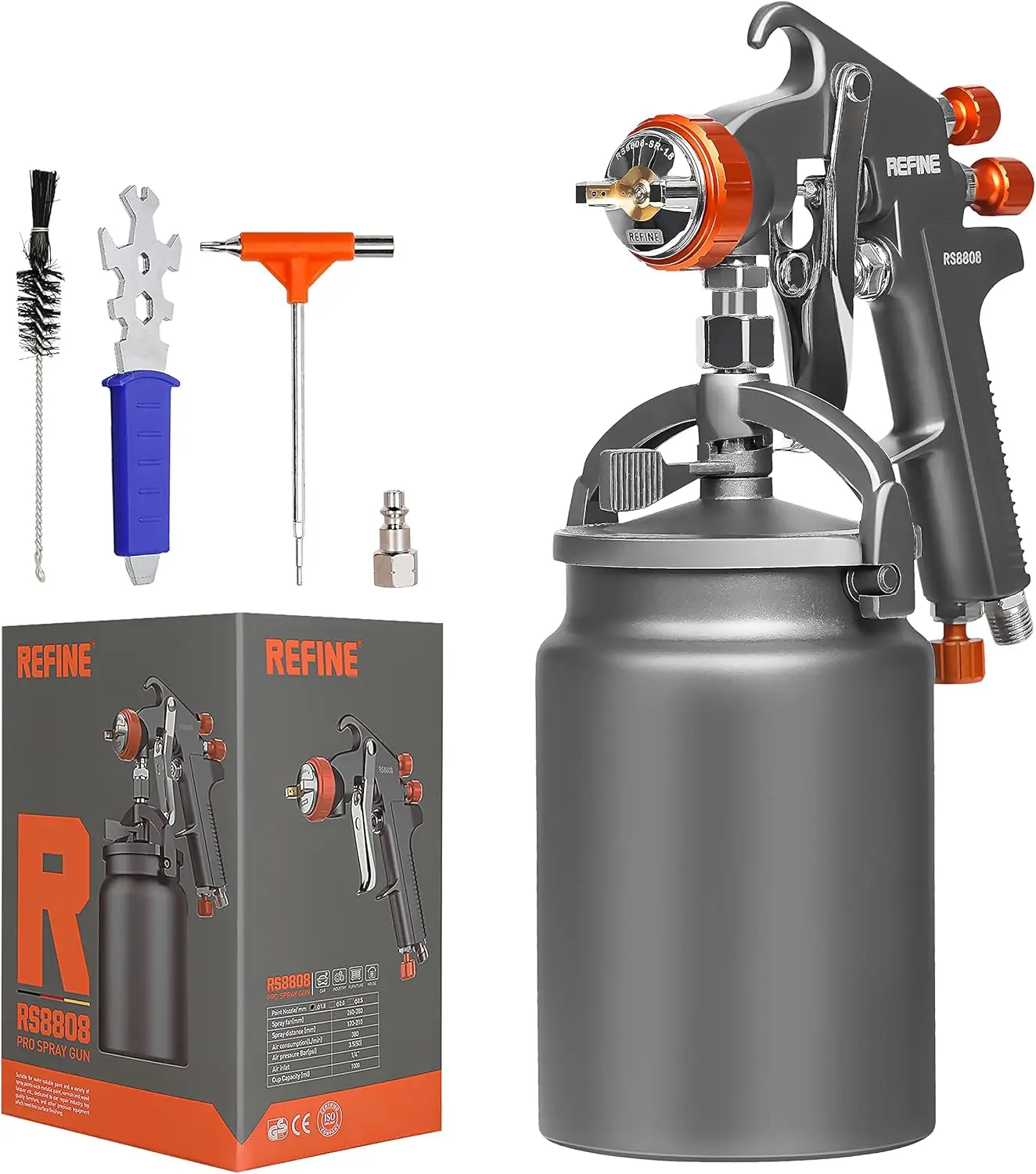 

Профессиональный краскопульт с соплом 1,8 мм, алюминиевым бачком 1000 мл, легкоочищаемая конструкция для покраски автомобилей, мебели и дома