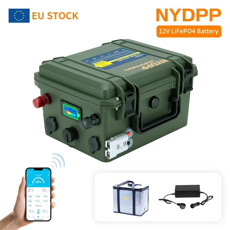 Batterie Lifepo4 12V 60AH/80AH/100AH/120AH, batterie au lithium 12V, batterie au Lithium phosphate 12v avec chargeur 10A