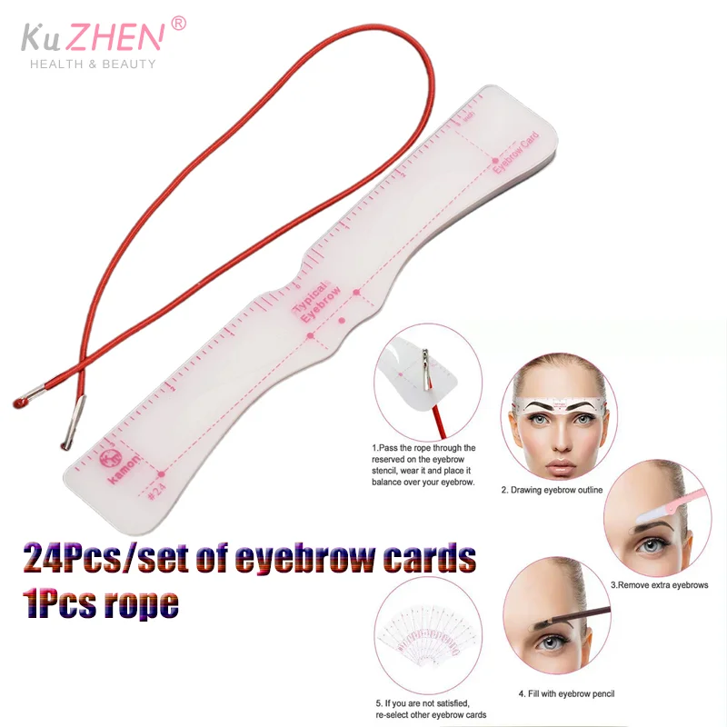 24 Style Fixable Eyebrow Stencil Card Grooming Brow Shaper Template Reusable Stickers Makeup Drawing Eyebrow Stamp Beauty Tools
