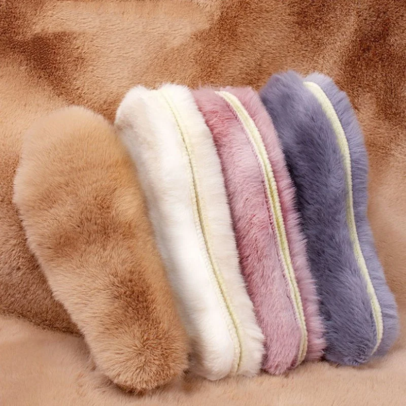 1 Pair Faux Fur Winter Shoe Insoles Thicken Plush Warm Comfortable Snow Boots Sole for Men And Women with Heating Pads