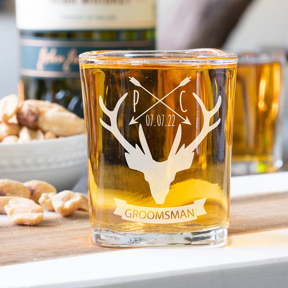 Personalized Gift for Groomsman Square Shot Glasses Wedding Party Best Man Engraved Shot Glasses Father of the Groom Proposal