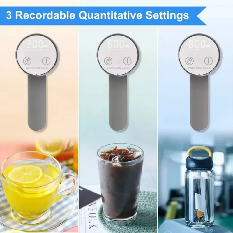 مضخة مياه بشاشة LED قابلة للطي، كهربائية من النوع C قابلة لإعادة الشحن مع زر إيقاف تلقائي يعمل باللمس، 3 إعدادات كمية #6