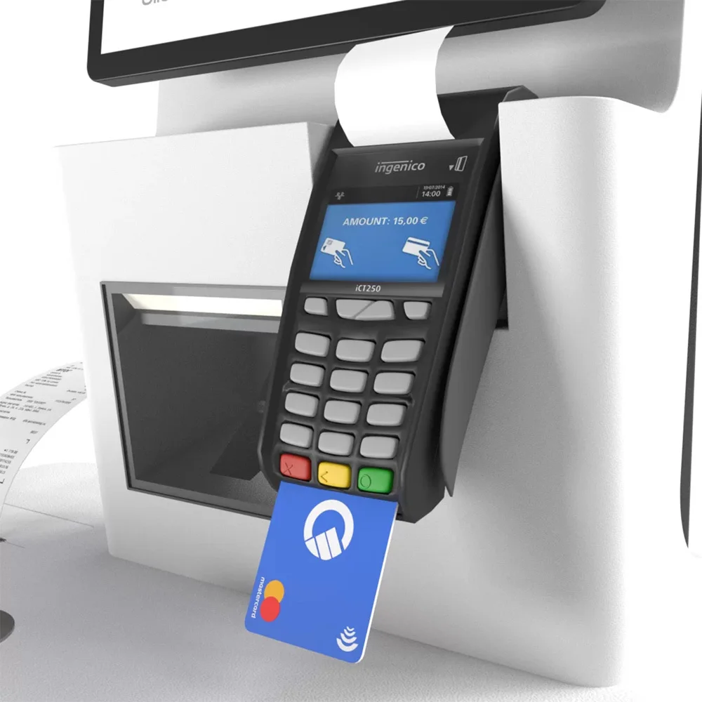 Convenient Payment Device Space-Saving Self-Service Countertop Kiosk with Touchscreen & Scanner