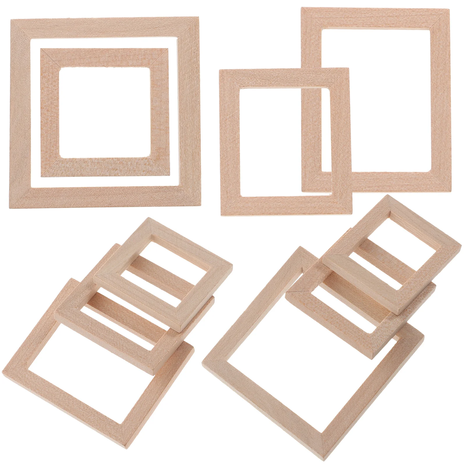 10 Pcs Solid Wood Frame House Photo Frames Model Miniatures Tiny Picture Home Furnishing