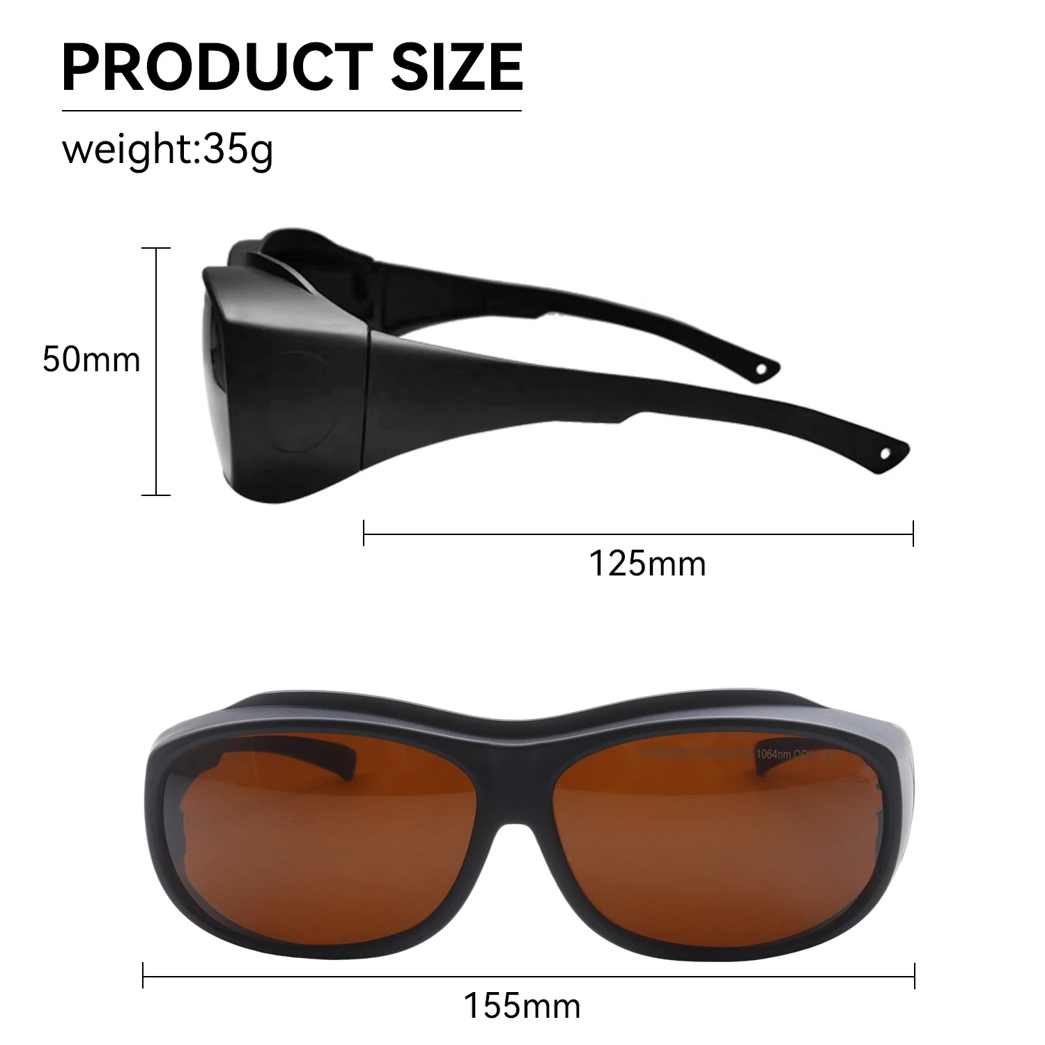 Laser Protection 190-550nm 800-1100nm OD6 Laser Protective Glasses Certified 532nm 1064nm Laser Safety Glasses
