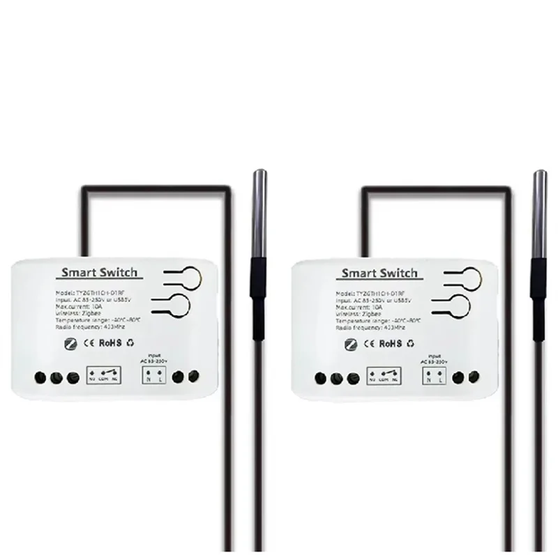 

N93R 2 шт. Tuya умный переключатель Zigbee с датчиком температуры пассивное сухое контактное реле Zigbee работает с домашним помощником AC85-250V