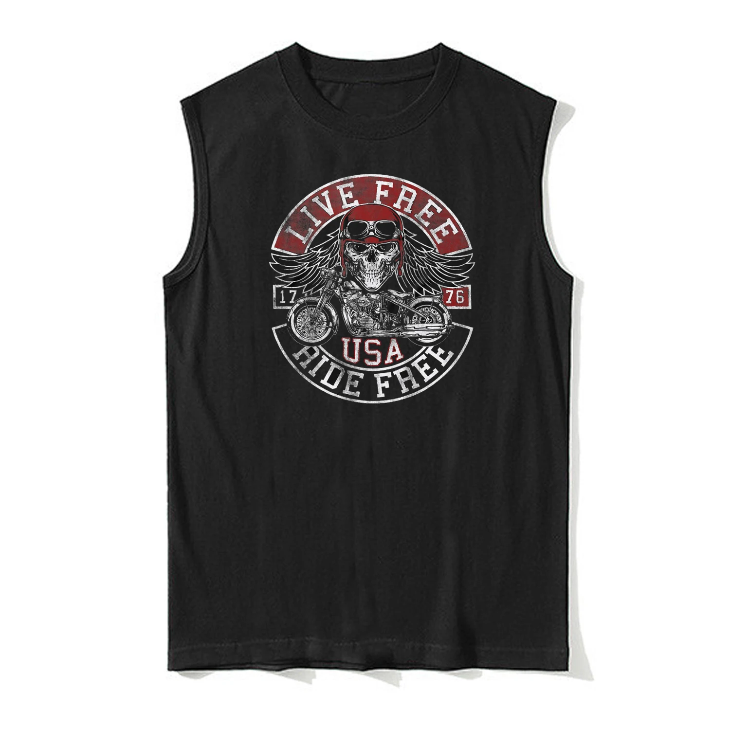 

Живая бесплатная езда бесплатно. Rider Skull США Мотоциклетная майка из 100% хлопка с круглым вырезом Летний повседневный мужской жилет Футболка без рукавов Уличная одежда