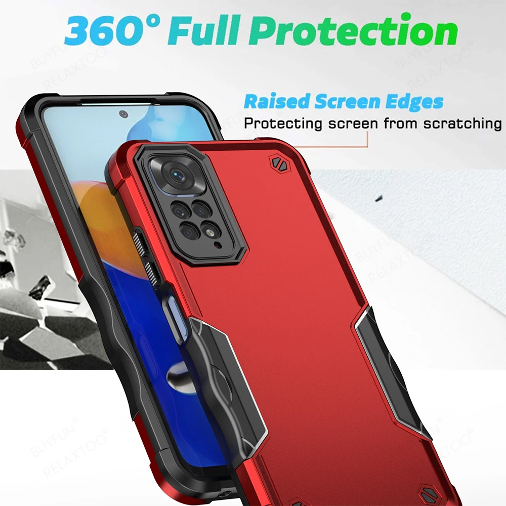 PC Hard Shockproof Armor Case For xiaomi redmi note 11 case redmi 10c 11t poco x4 m4 pro x3 Soft Tpu Camera Protect Cover Coques