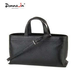 Donna-in Top Layer Cowhide Women Handbag Full Grained Shoulder Bag Genuine Leather Red Fashion Commute Top Handle Bag