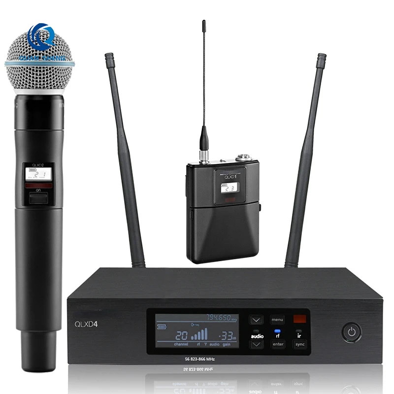 Original Professional QLXD4 QLXD24 Handheld BETA58 SM 58 BETA87 And Bodypack microphone Lapel Headset Wireless Microphone