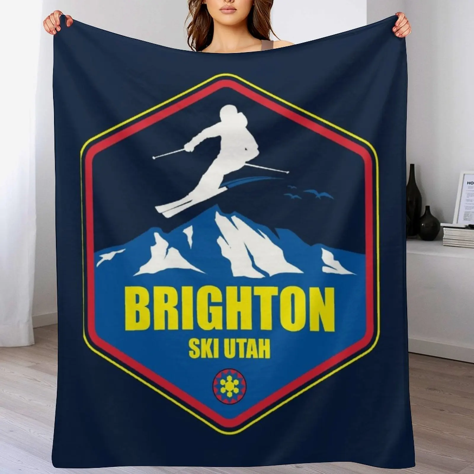 

Brighton Utah Ski Resort Skiing Throw Blanket For Decorative Sofa Bed covers blankets ands Giant Sofa Blankets