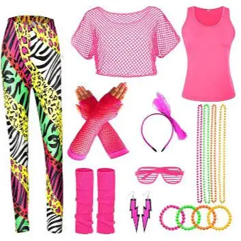 Nowy Vintage Halloweenowy Zestaw: Koszulka i Spodnie do Tańca, Jogi, Fitnessu i Sportu, Damski Strój Etniczny na Scenę