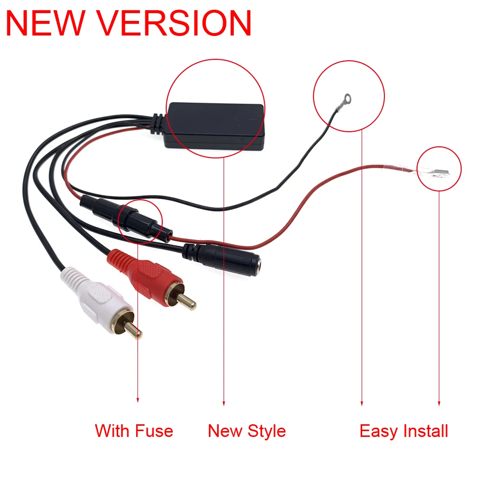 For Pioneer Alpine Sony 2RCA Radio Bluetooth 5.0 Kit Audio Aux Music Adapter Module RCA Microphone Handsfree MIC Cable