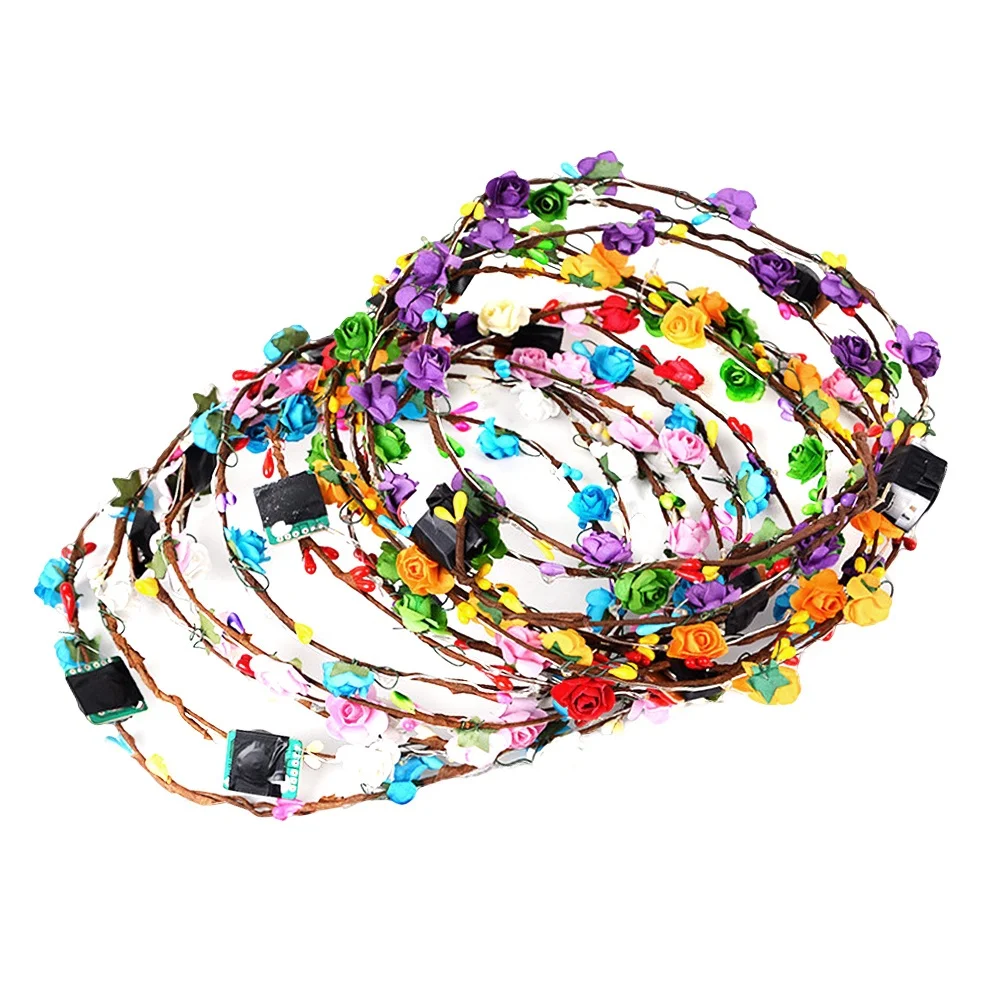 

Набор из 7 светодиодных цветочных повязок на голову: Светящиеся цветочные украшения для волос, элегантные и яркие, для костюмированных вечеринок, концертов, дней рождения, Дня святого Валентина, свадеб