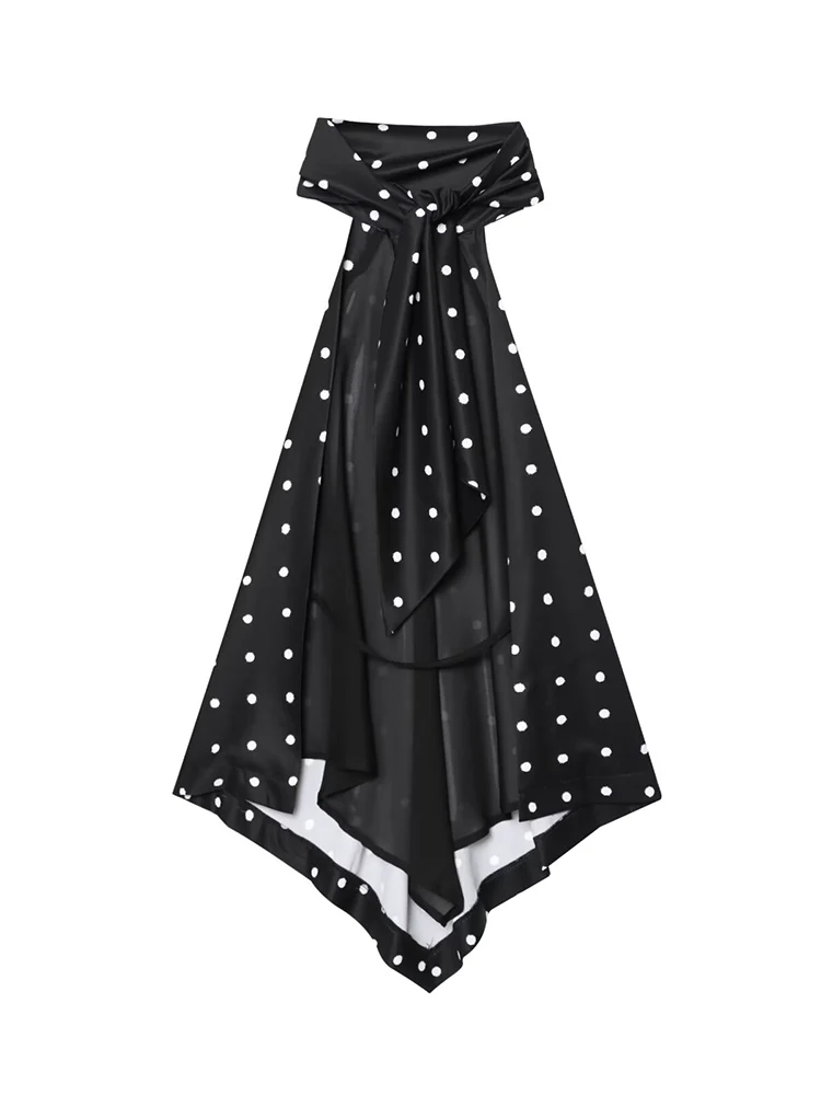 TFMLN Halter Top For Women Summer Off Shoulder Loose Sleeveless Polka Dot Shirt Sweet Casual Tops Chic Irregular Open Back Top image 5