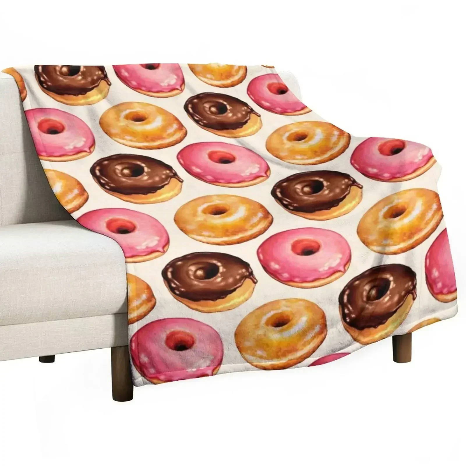 

New Donut Pattern Throw Blanket Soft Comfort Blanket for Reading Watching TV