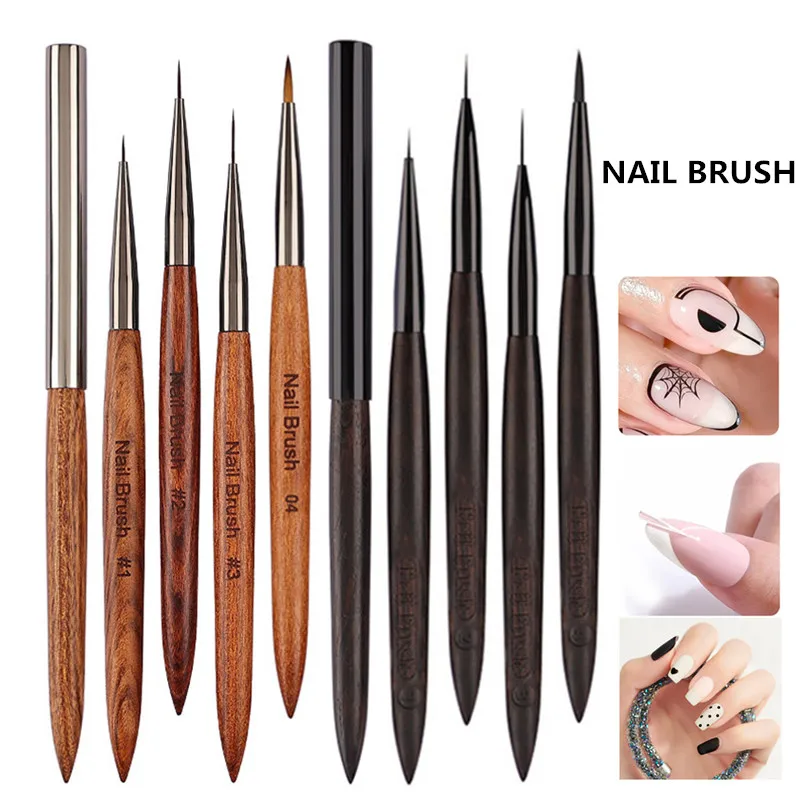 1/4 pezzi manico in legno di sandalo pennello acrilico per unghie gel UV penna per intaglio pennello polvere liquida disegno per unghie fai da te pennelli per nail art