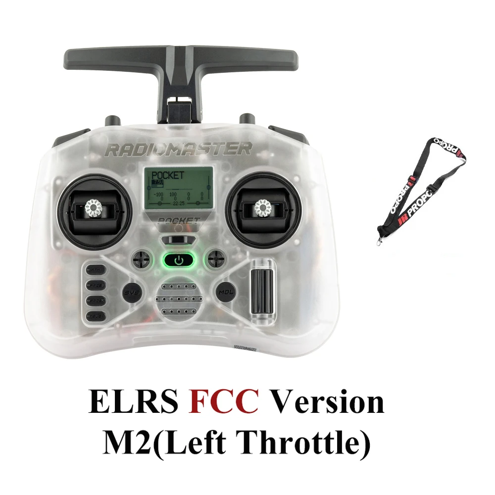 Radiomaster Pocket EdgeTX 2.4G radiocontroller FCC LBT (Mode2 linkshandig gaspedaal) CC2500 / ELRS Hall Gimbal-zender