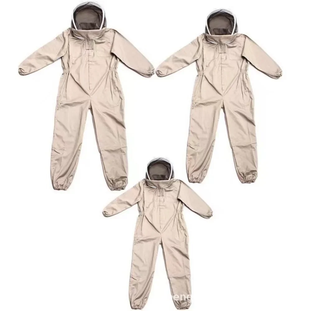 Beekeeping Equipment Thickened Apricot Space Suit One-piece Split Bee Suit White Space Suit and Sheepskin Gloves Set