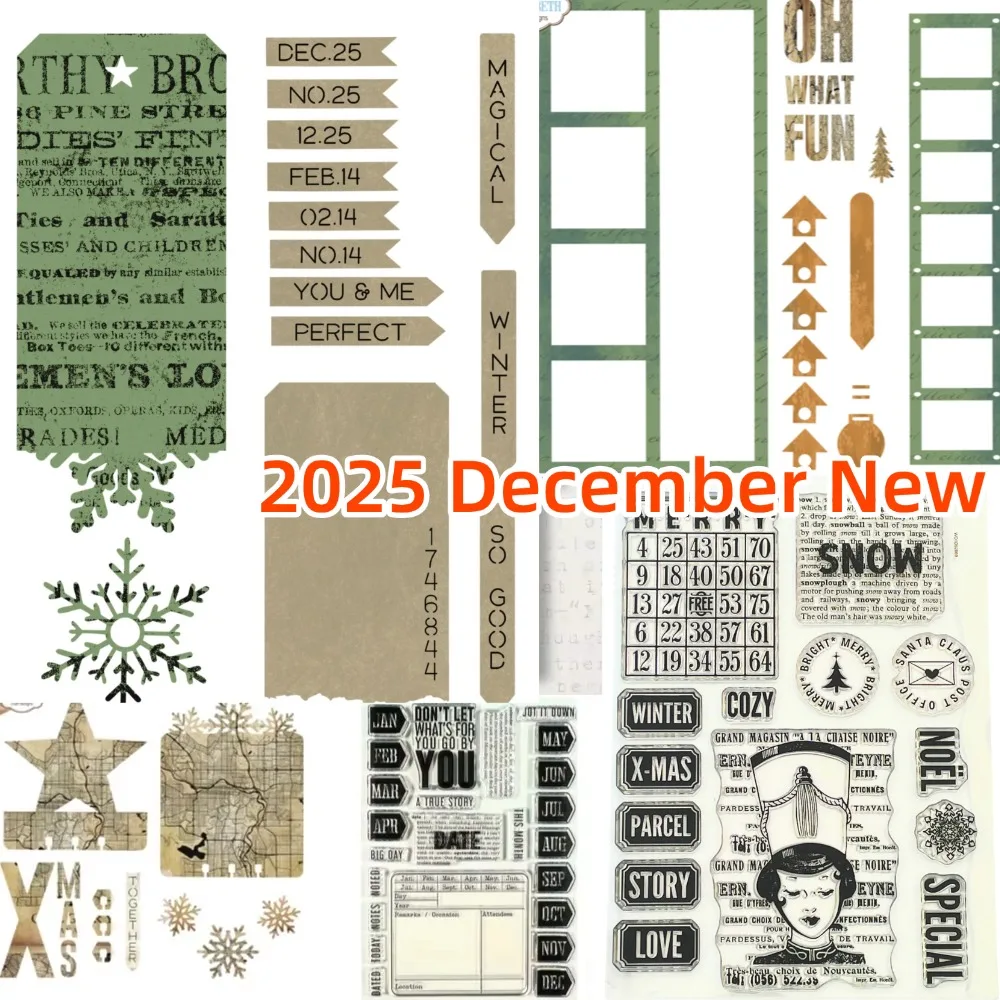 

2025 December NEW Five-pointed Stars of Cutting Dies Scrapbook Diary Decoration Embossing Template DIY Numbers Greeting Card