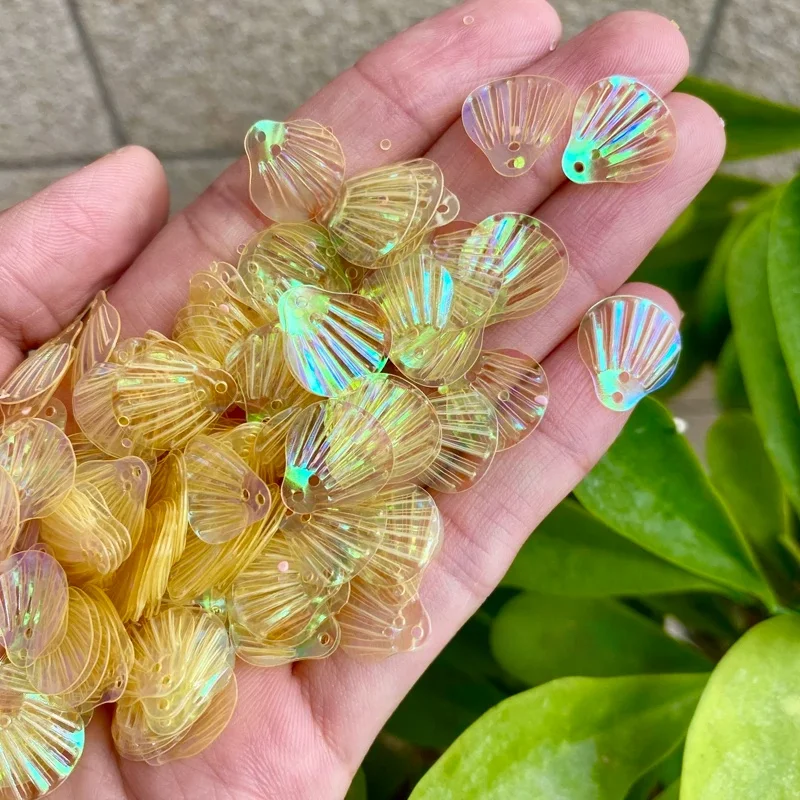 50g Sew On Paillettes Stage Garment Shoe DIY Decoration Materials loosen Sequins 14mm Pleated Iridescent Shell Sequins