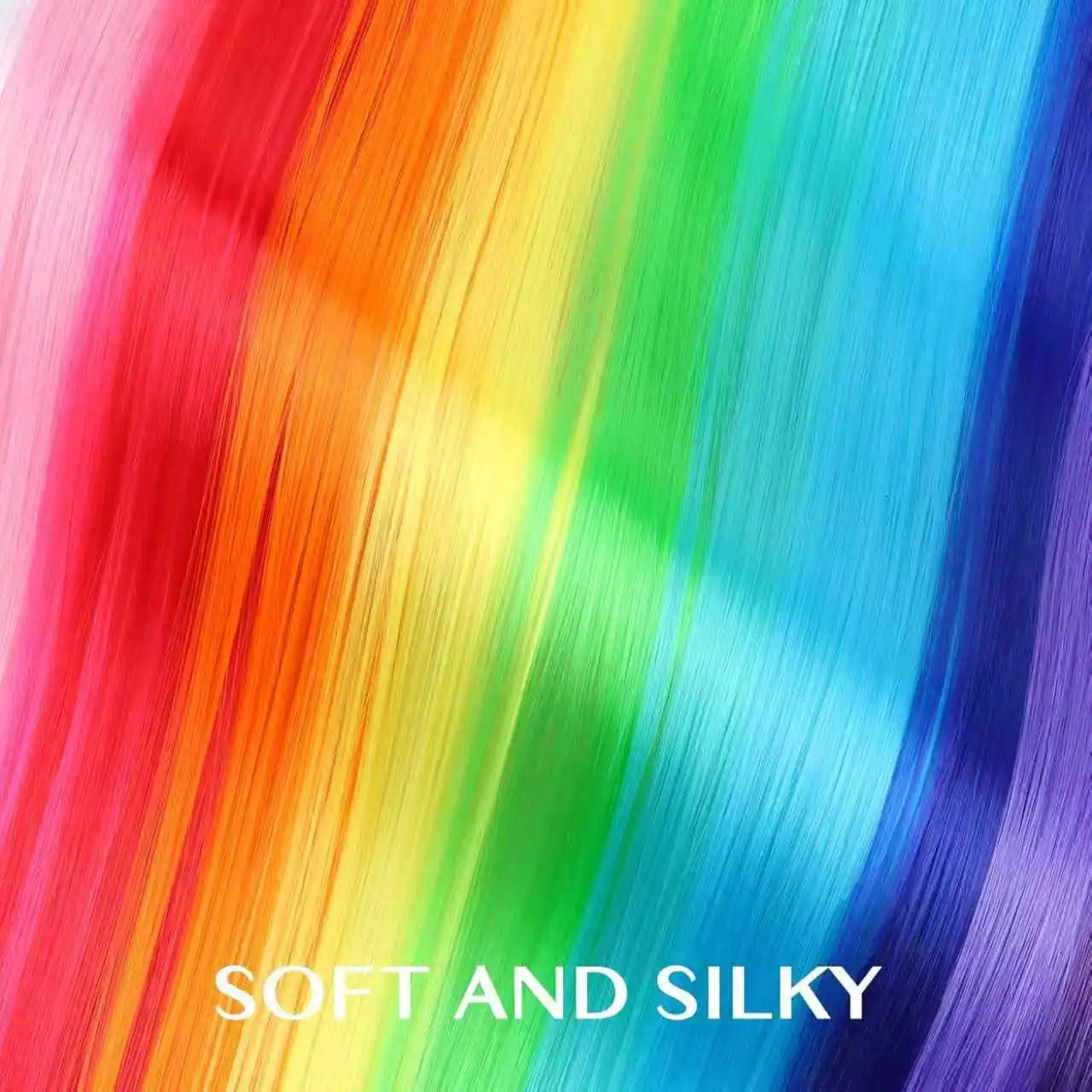 22-Zoll-Haarverlängerungen, glattes Haarteil, bunte Haarverlängerungen, Party-Highlights, Clip-in-lange synthetische Haarverlängerungen – Detail 4