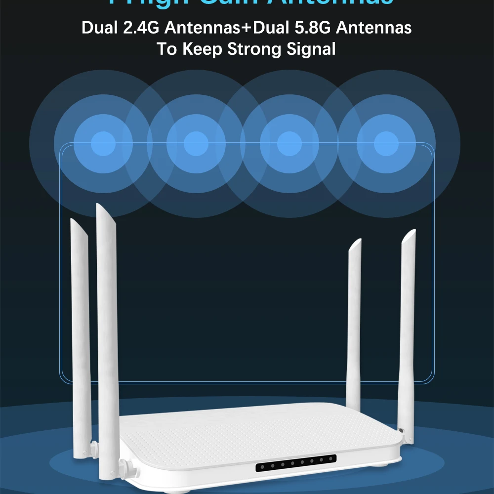 ZBT High Speed Wifi Router Home Wi-Fi 1200Mbps 16MB 256MB 4*Gigabit LAN Support 4G USB Modem Dual Bands 2.4ghz 5ghz Antenna