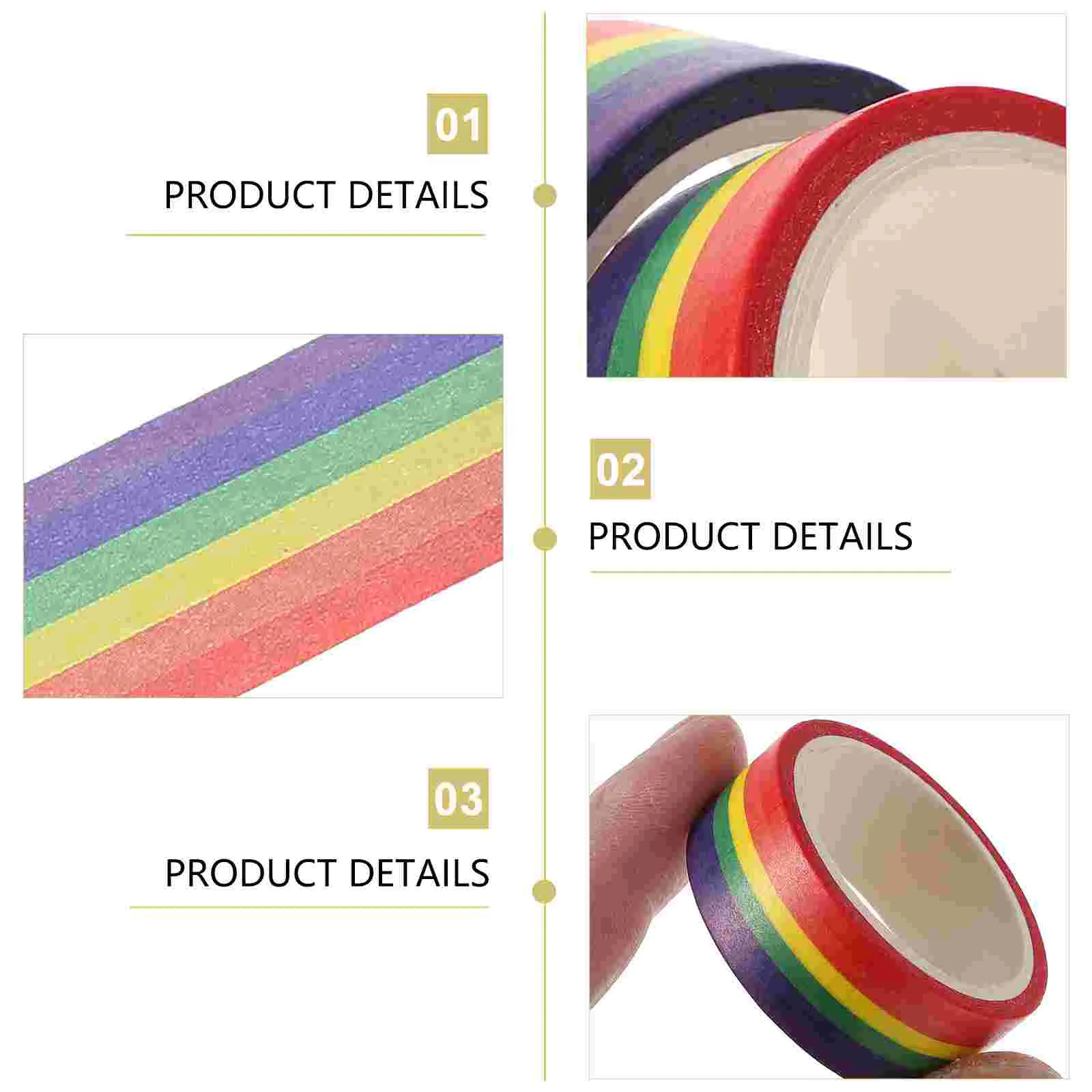 2 Pcs Same and Washi Tape Multi-purpose Masking DIY Stripe Stickers Decor Decorative Tearable