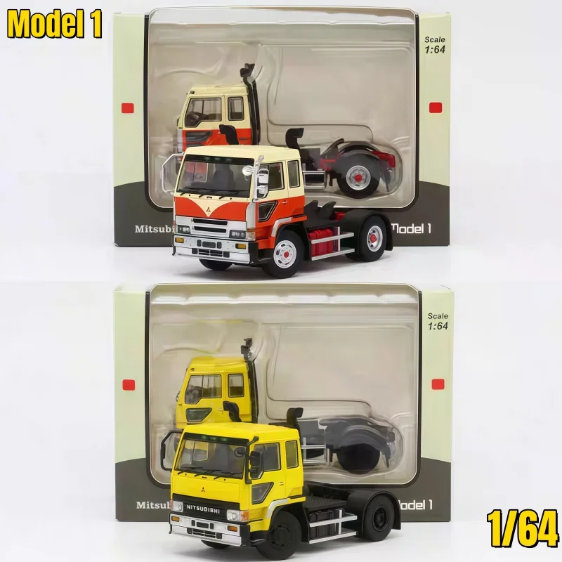 1:64, camión Mitsubishi, vehículo de transporte de camión tractor de los años 1990, adorno de modelo coleccionable de coche de simulación en miniatura fundido a presión de aleación.