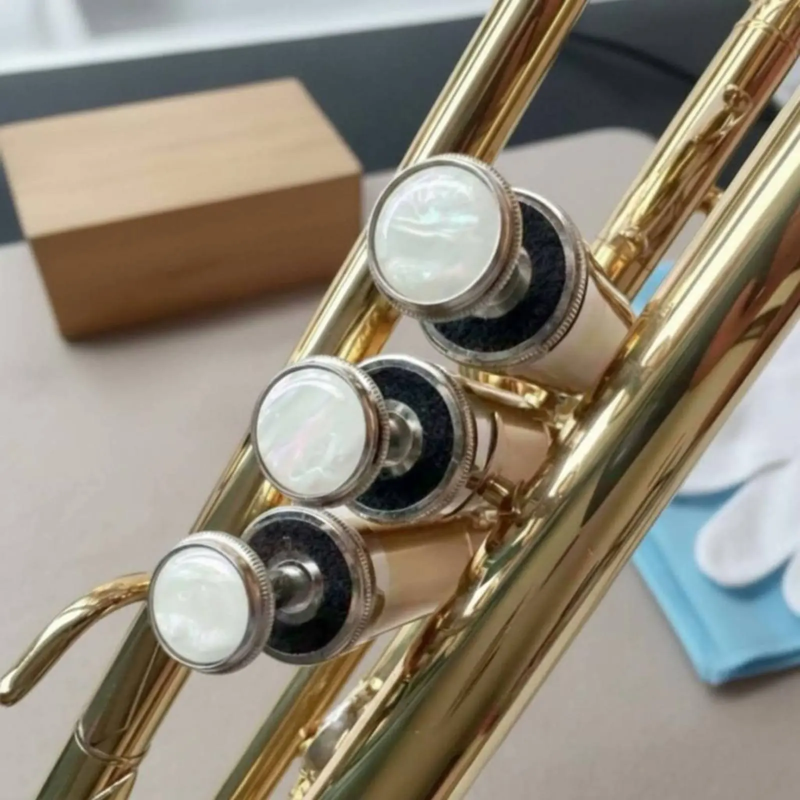 Pearlescent Trumpet Button Mother of Pearl Inlay Trumpet Key Button Brass Instrument Accessory Polished Feel for Repair