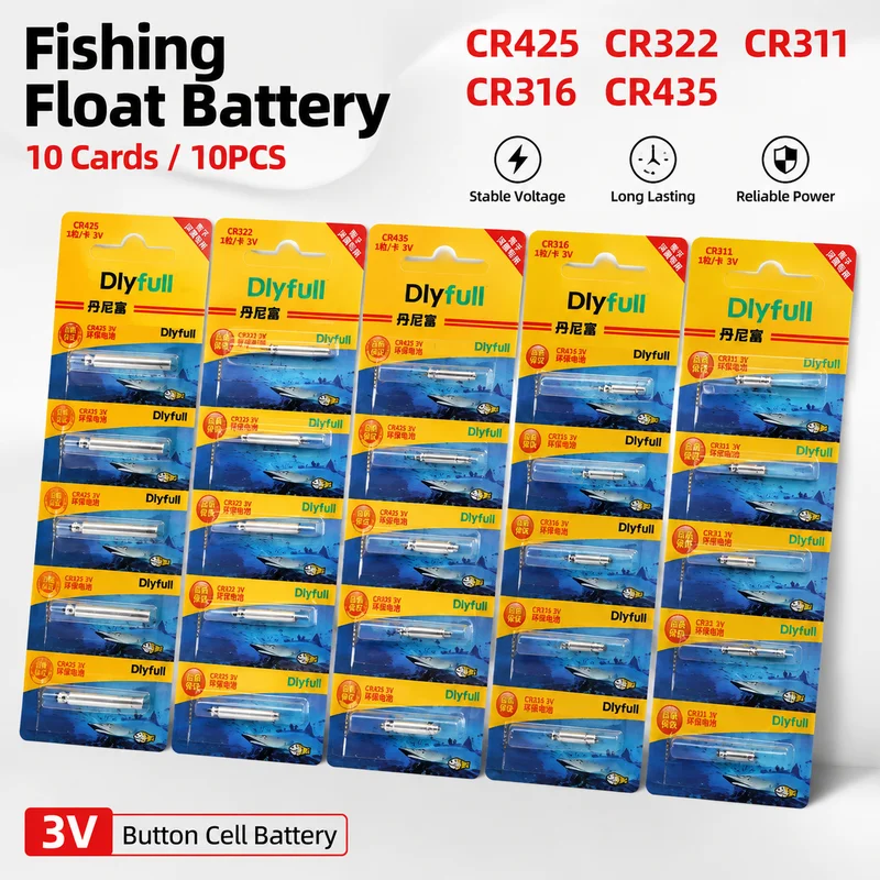 Lithium Pin Battery 3V CR425 10PCS for Luminous Fishing Float Tool, Compatible with CR322 CR311 CR316 CR435 Cells