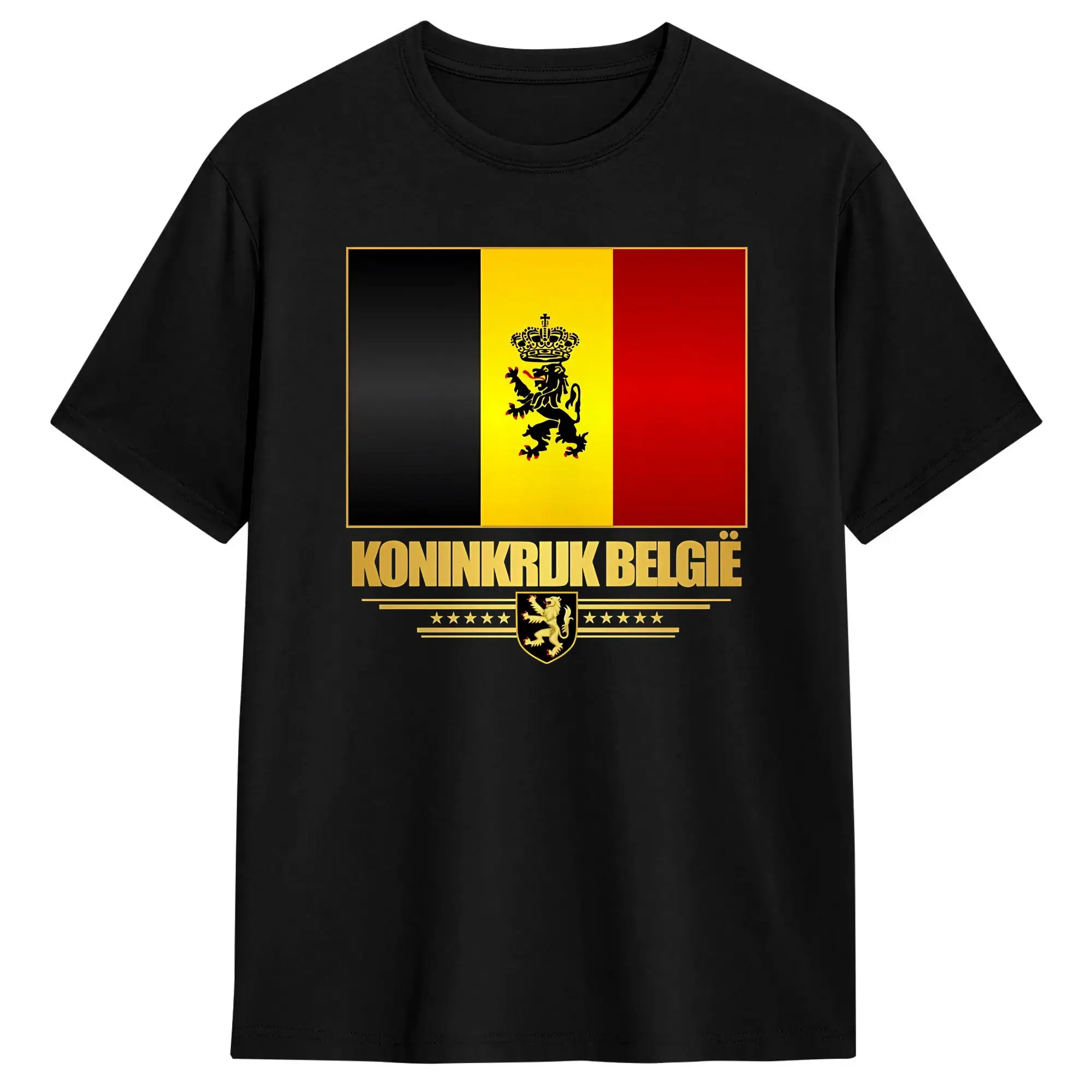Men Lion Belgium Flag T Shirt  Pure Cotton Clothing Vintage Short Sleeve Crewneck Tee Shirt Adult T-Shirt