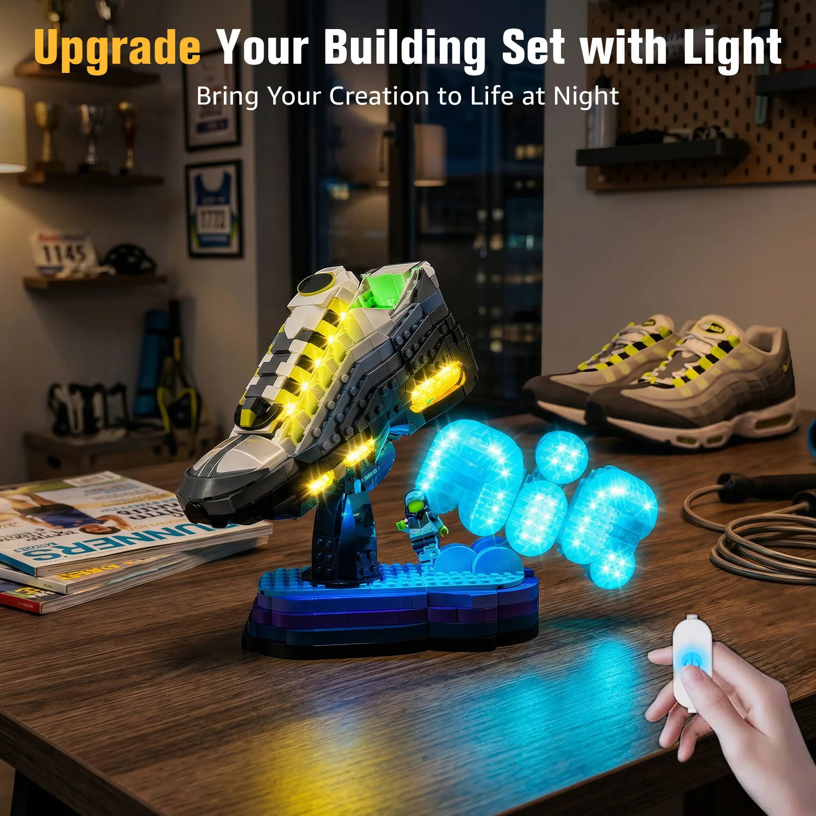 

Комплект светодиодных фонарей, подходящий для Lego Nike Air Max 95 x LEGO ® Набор # 43025 Детали конструктора (модельные блоки не входят в комплект)