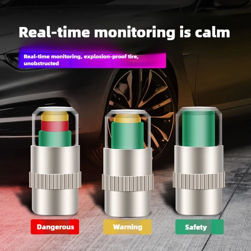 Imagen 2 del producto Monitor de presión de neumáticos de automóvil de alta precisión de 4 piezas, detección de neumáticos de automóvil y tapa de advertencia