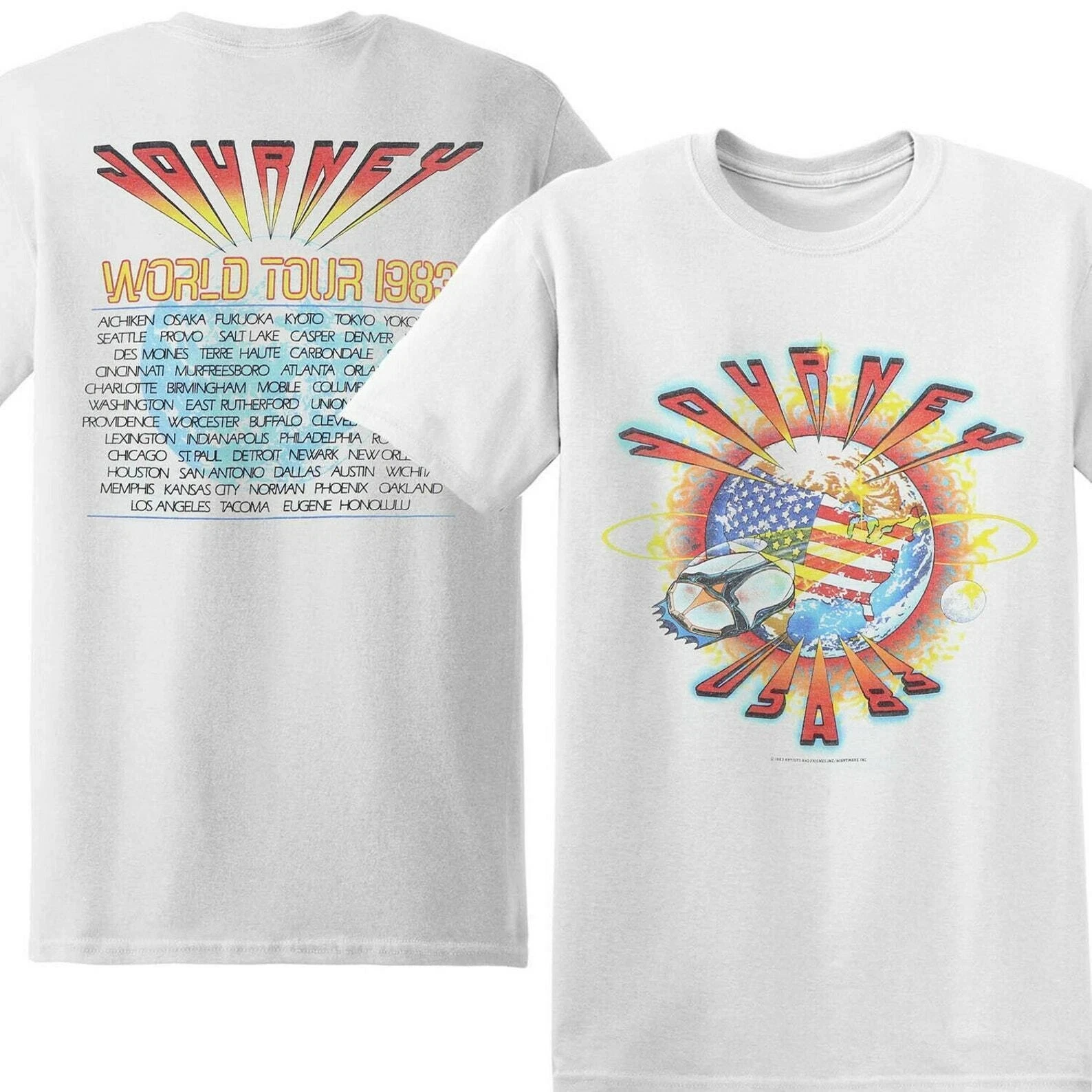 

Vtg 1983 Journey World Tour Concert Rock Band 2 Sided Reprint T Shirt High-end Luxury Is for Both Men and Women Top Y2k