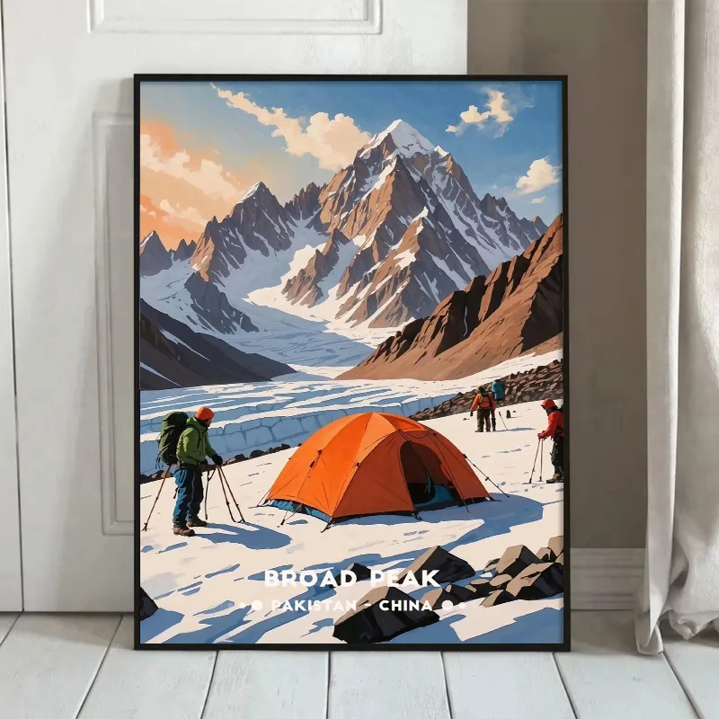 Himalaya Mountain Peak Canvas Painting Trekking Hiker Travel Poster Snow Mountain Scenery Wall Art Print Interior Home Decor