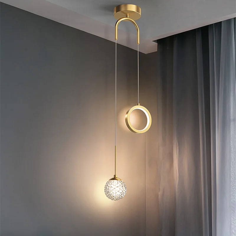 Imagem -02 - Modern Led Hanging Lamp para o Quarto Cabeceira Entrada Pendant Light Home Banheiro Decoração Iluminação de Cristal Indoor Ball