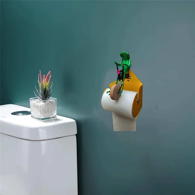 

FAST-Creatives Frog Riding Unicycle Настенный держатель для рулона бумаги - уникальный дизайн, идеально подходит для украшения дома, стены ванной комнаты