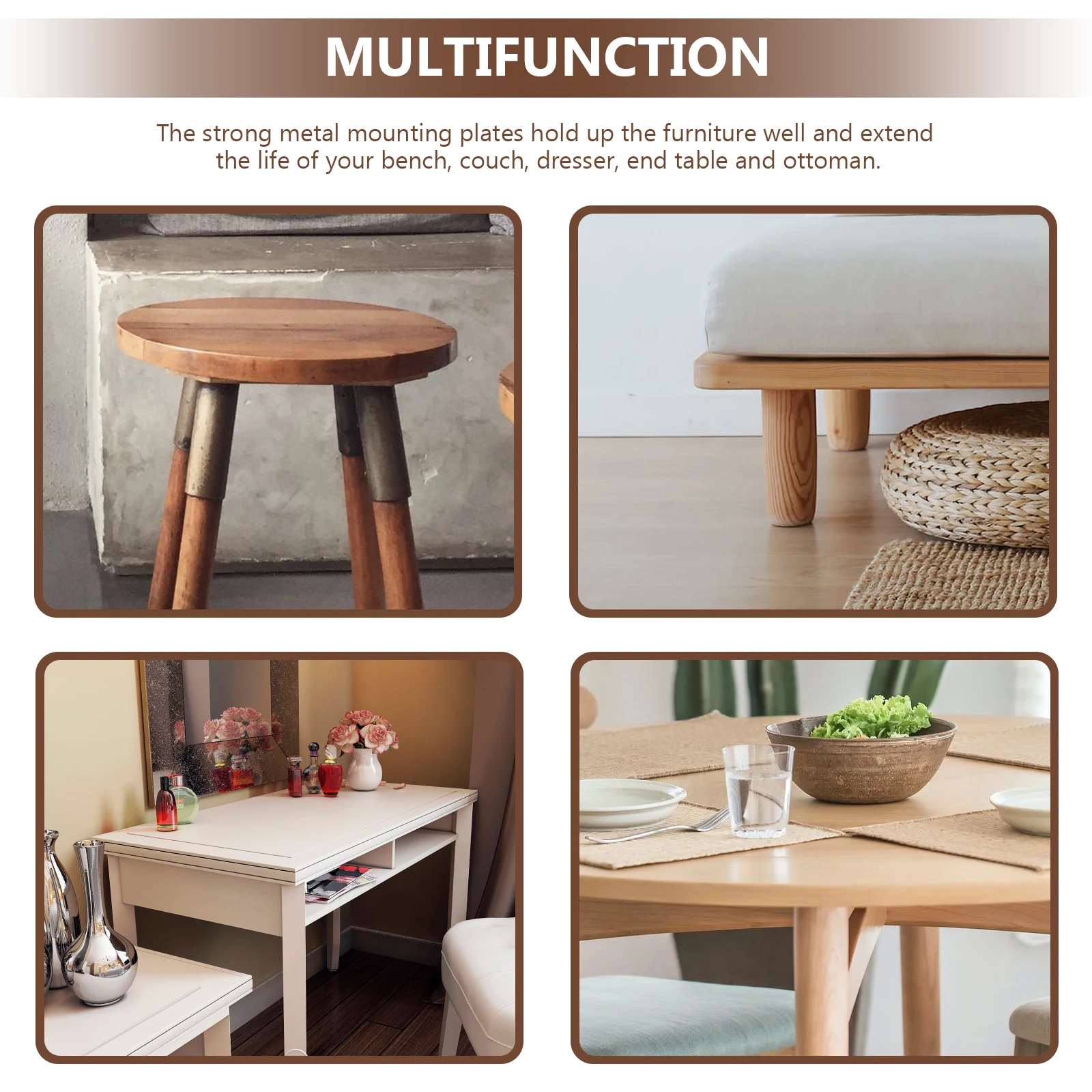 

Furniture Leg Mounting Plates Angled Slope Attachment Plates for Wood Legs Strong Metal Suitable Solid Connection Extend Life