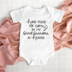 Hand gepflückt für die Erde von meiner großen Oma im Himmel Baby Sommer Bodys Baumwolle Neugeborenen Overall Kurzarm Körper Baby Outfits