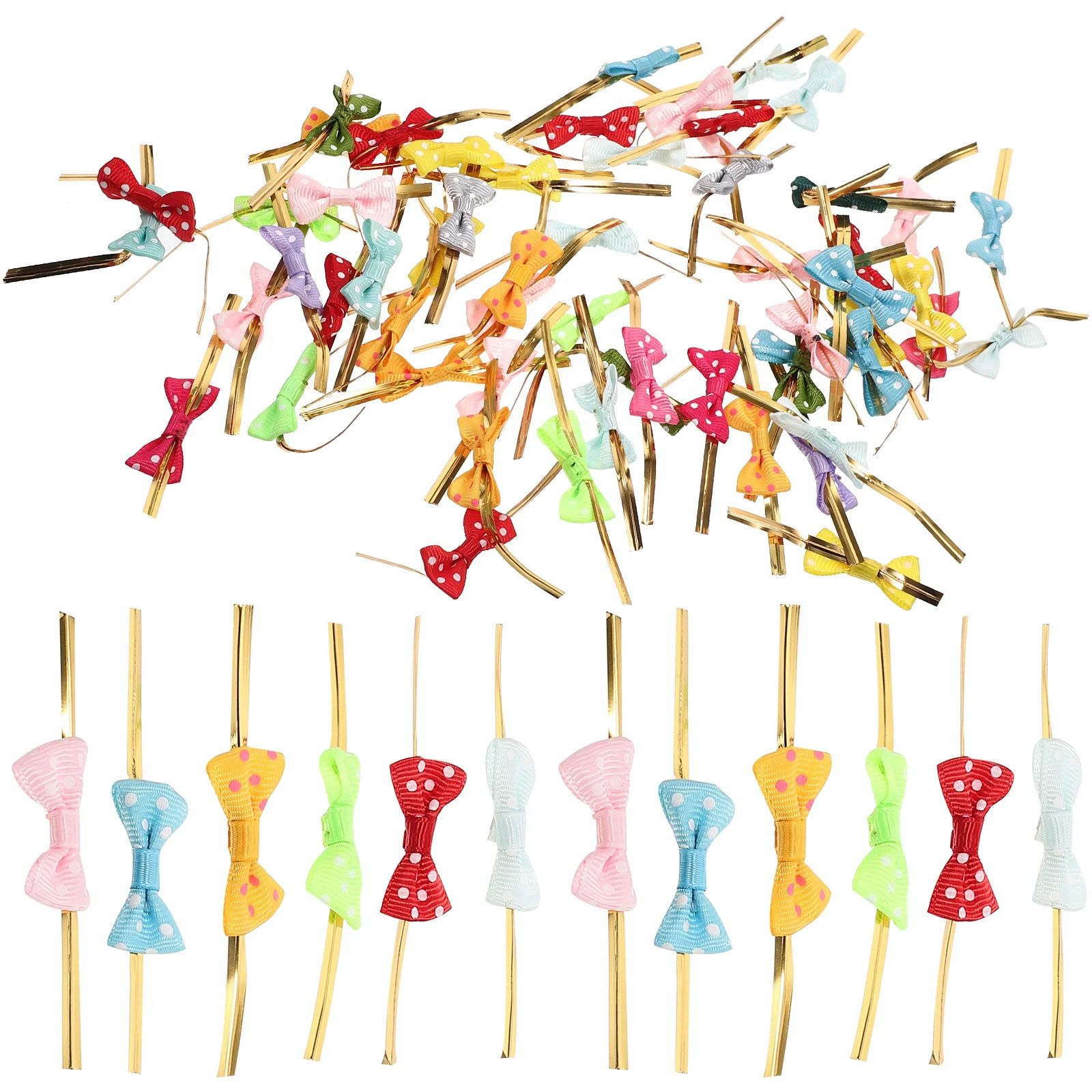 

100pcs Gift Packaging Twist Ties Bows Lollipop Sealing Twisted Ties For Candy Snack Bags Cake Coffee Diy Baking Supplies Party