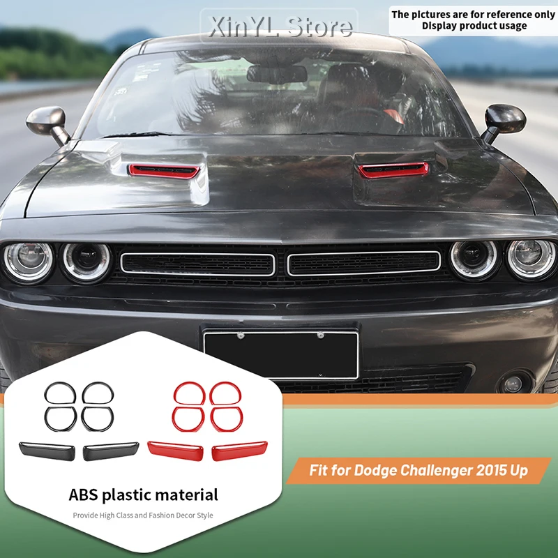 Car Headlight Trim Ring Hood Vent Protective Decoration Cover for Dodge Challenger 2015-2026 Car Exterior Accessories