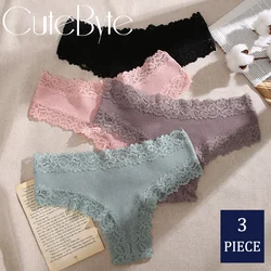 Sexy Lace Cotton Brazilian Pants Women Low Waist Panties Underwear Solid Color Ladies Briefs Lingere Underware Comfortable Women