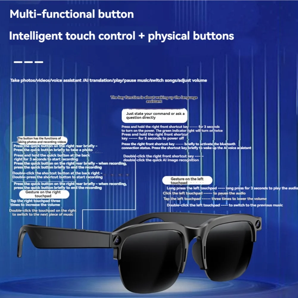 

【ЦИФРОВЫЕ ГАДЖЕТЫ】Умные очки с ИИ, Bluetooth, ИИ-переводом, распознаванием фото, HIFI-музыкой, двойными динамиками для мужчин и женщин, солнцезащитные очки