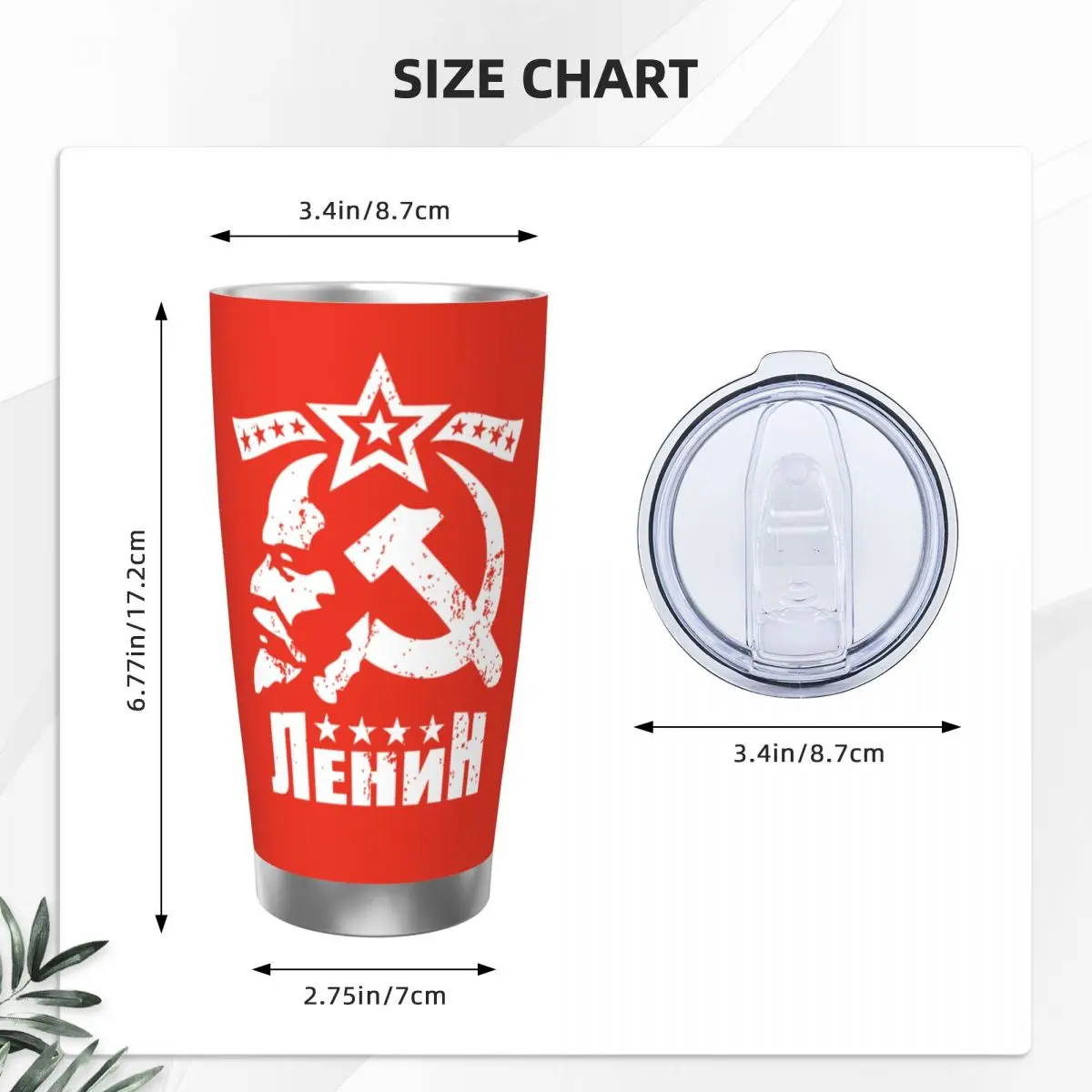 Vladimir Ilyich Lenin Insulated Tumbler with Lid CCCP USSR Bolshevik Stainless Steel Coffee Mugs Office Home Car Bottle Cup 20oz