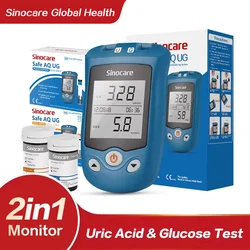 SINOCARE 2 IN 1 Safe AQ UG Uric Acid & Blood Glucose Meter with U trips G trips Rapid Use Testing for Gout Patients