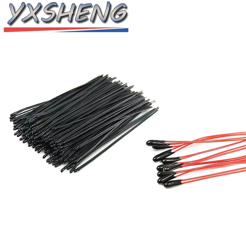 10PCS MF52B MF52D NTC Thermistor Thermal Resistor 10K 100K Probe Strap Wire B3950 B3435 1% 10CM 100mm Temperature Control Sensor