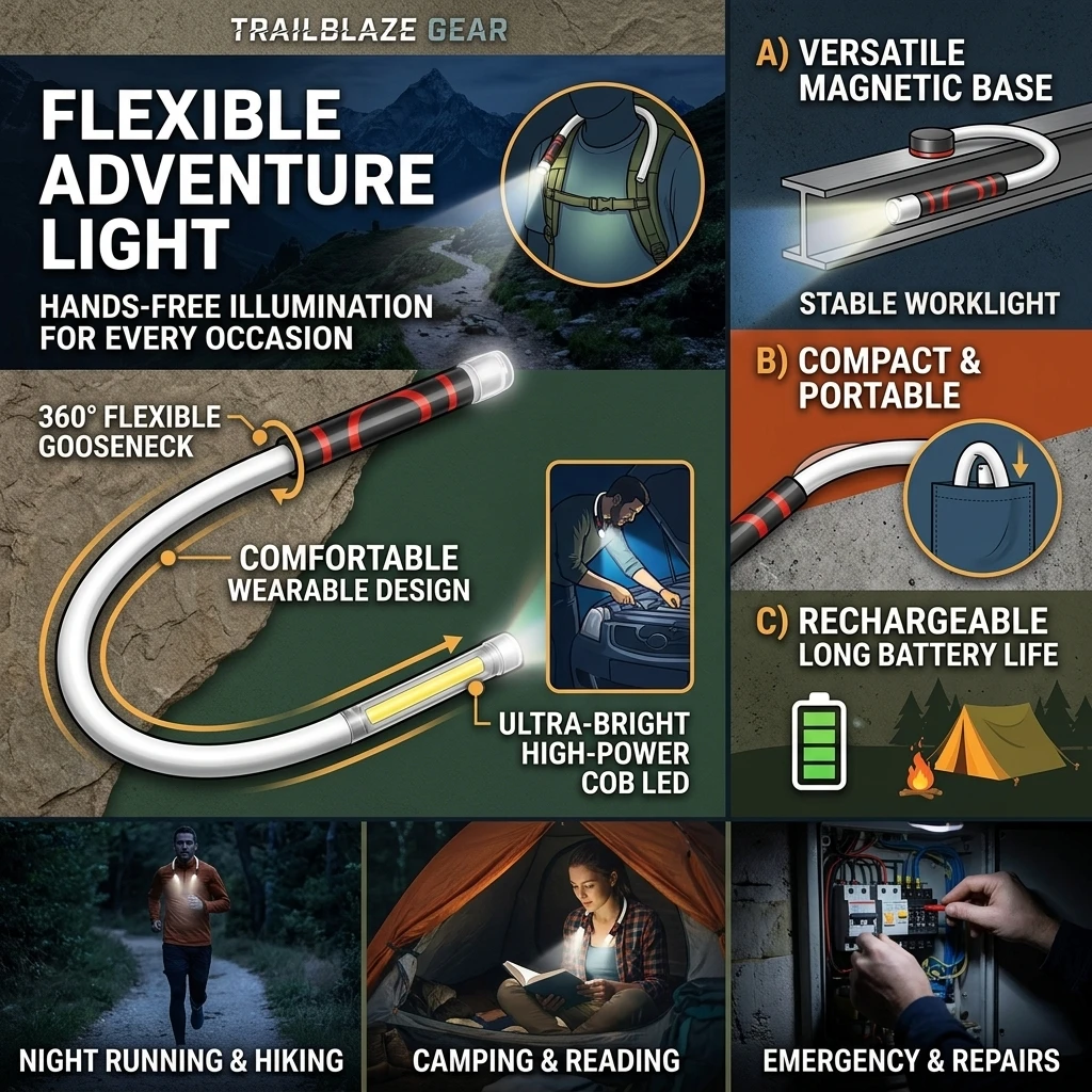 73cm Flexible LED Flashlight Stick Rechargeable Work Light Professional Mechanic Tool for Car Repair Engine Bay Inspection Lamp