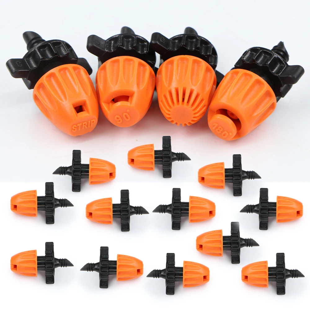 15PCS 5.0mm Orange Watering Nozzle 90°/180°/360°/Strip Spraying Angle Optional Garden Irrigation Sprinklers for Plant Watering